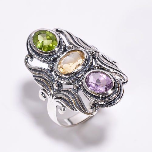 925 Sterling Silver Statement Rings Natural Gemstone