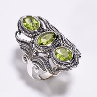925 Sterling Silver Three Cut Stone Statement Ring