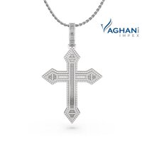 Diamond Cross Pendant - 10k Gold, 74.5mm X 58mm , Lab-grown D-vvs Stones