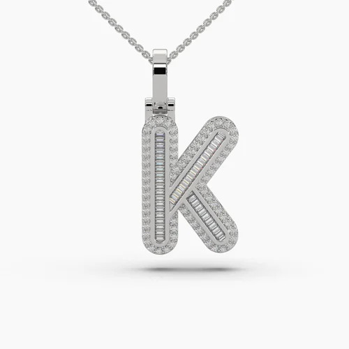 K Alphabet Gold Diamond Pendant