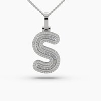 S Alphabet Gold Diamond Pendant