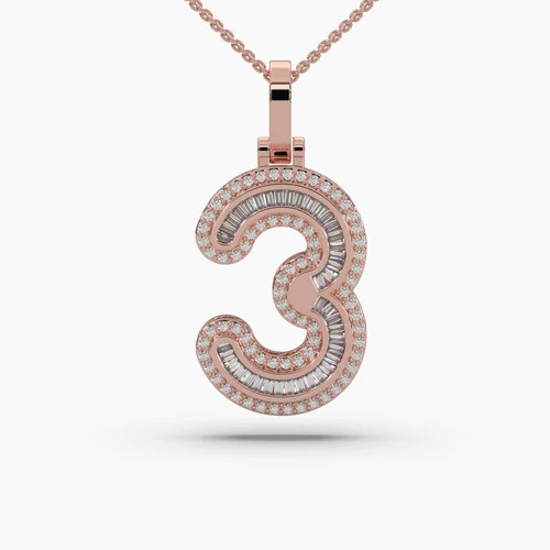 3 Alphabet letter diamond gold pendants
