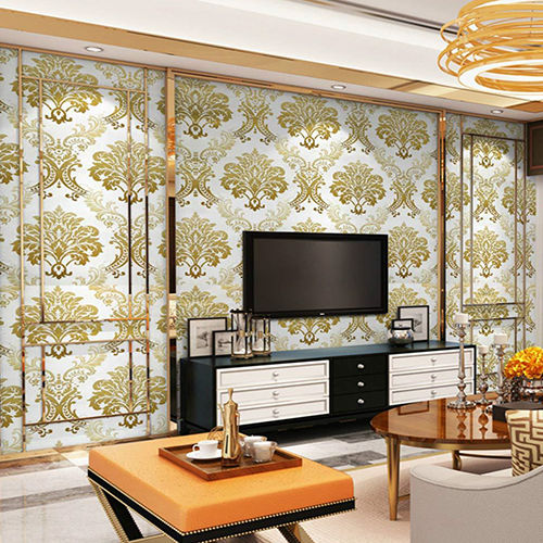 Vinyl 45X500Cm White Golden Luxury Wallpaper