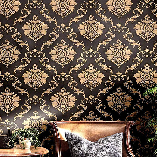 Vinyl 45X500Cm Brown Golden Luxury Wallpaper