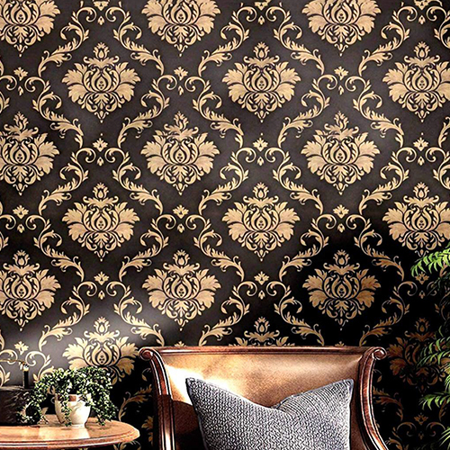 45x500cm Brown Golden Luxury Wallpaper