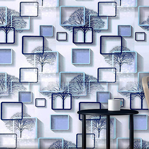 45x500cm Blue Cube Wallpaper
