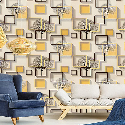 Vinyl 45X500Cm Yellow Cube Wallpaper