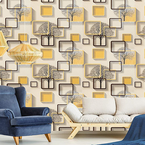 45x500cm Yellow Cube Wallpaper
