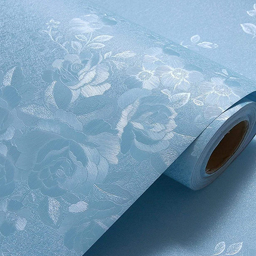 45x500cm Blue Flower Wallpaper