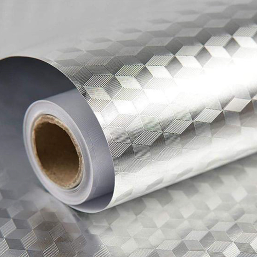 60x200cm Silver Hexa Foil Wallpaper