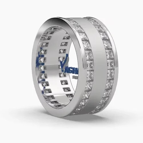Gold Band Ring With Diamonds