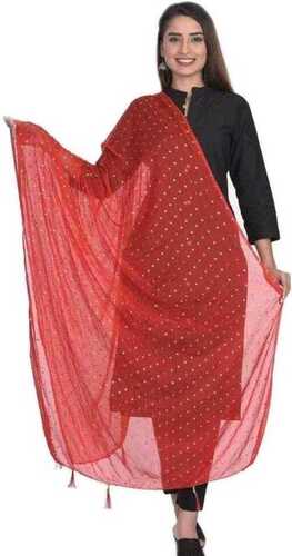 Red Chiffon Dupatta