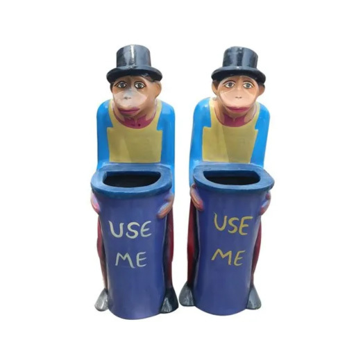 Fiberglass Monkey Dustbin Set