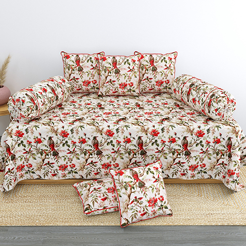 Luxuries 100 Percent South Cotton Printed 8 Piece Diwan Set With 5 Cushion Covers - Application: Chair Pad