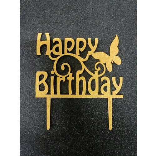 Golden Mdf Cake Topper Pack Size: Customized