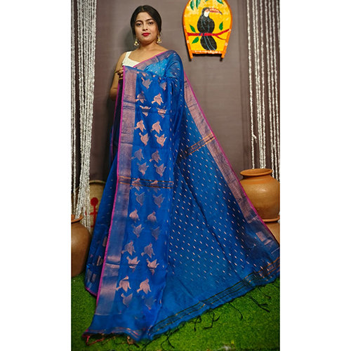 Handloom Cotton Silk Fabric Jamdani Saree