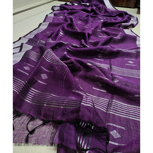 Premium Quality Handloom Pure Linen Jamdani Saree