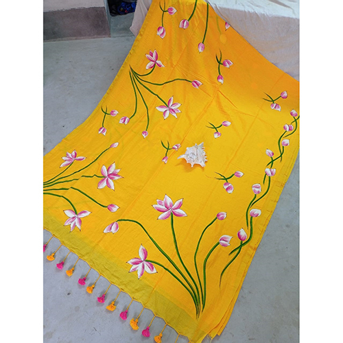 Premium Quality Handloom  Cotton Hand Painted Saree