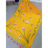 Premium Quality Handloom  Cotton Hand Painted Saree