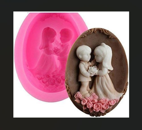 Oval Shape with Boy and Girl Design Soap Moulds