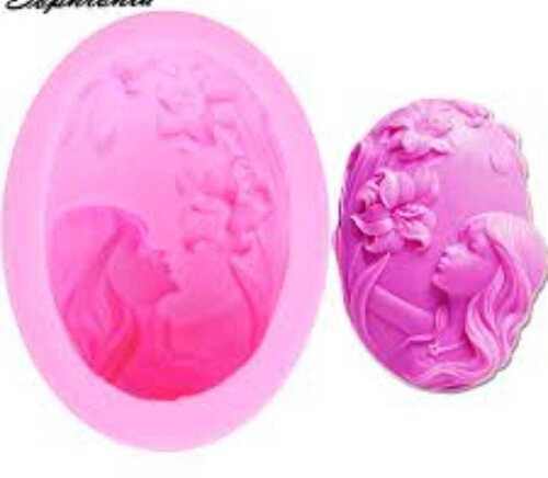 Oval Shape with Girl and Flower Design Soap Moulds