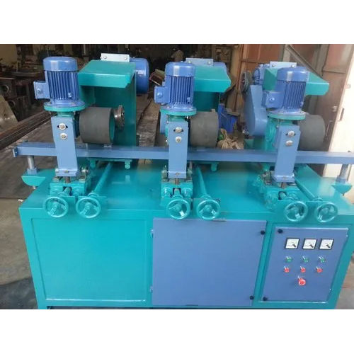 Blue Semi Automatic Steel Pipe Buffing Machine