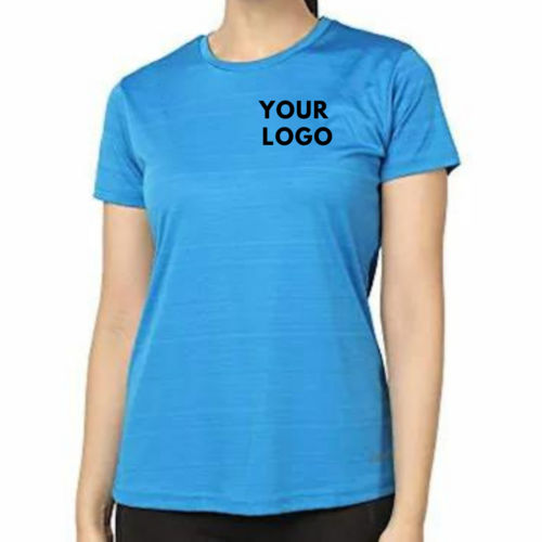 Customized Company Logo Polyester T Shirt For Womens Half Sleeve