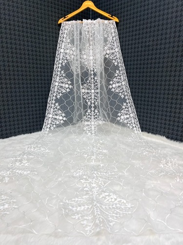 White embroidery Net Dupatta