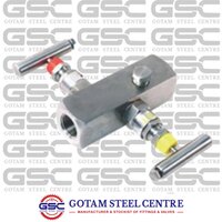 Stainless Steel Gauge Type 2 Way Manifold Valve - Medium Pressure, Pneumatic Power, Polished Surface, Gas Media Handling, Various Sizes Available