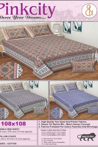 Pink City Cotton Double Bedsheet 108by108