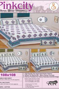 Pink City Cotton Double Bedsheet 108by108