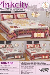 Pink City Cotton Double Bedsheet 108by108
