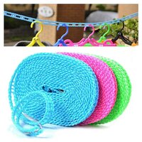 METERS WINDPROOD ANTI-SLIP CLOTHES WASHING LINE DRYING NYLON ROPE WITH HOOKS