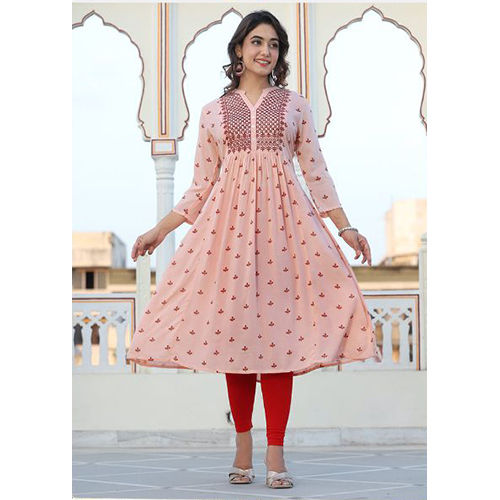 Washable Peach Elegant Kurta