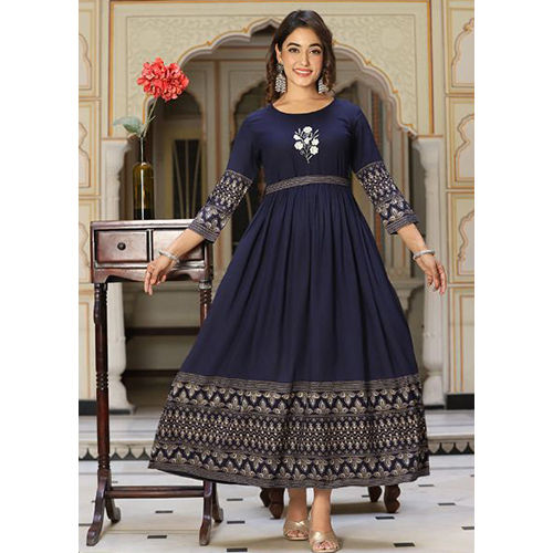 Blue Navy Parineeti Party Wear Gown