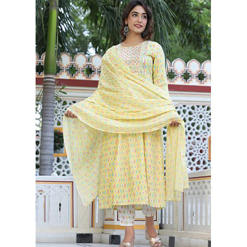 Yellow Lemon Chitralekha Three Piece Set