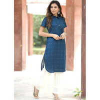 Teal Ronak Kurti - Rayon, Sizes: S-xxl, Length: 40 Inch, Color: Blue, Shoulder Size: 15 Inch, Pattern: Printed, Sleeve Style: Short, Ethnic Design