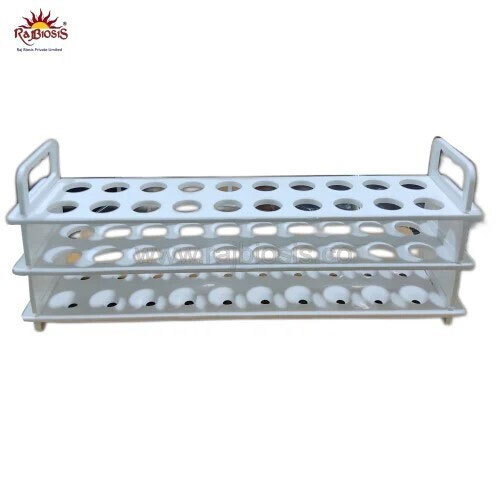 Test Tube Stand - Plastic, 30x15x10 cm, White | Holds 36 Tubes, ISO 9001 Compliant, Ideal for Lab and Research Organization