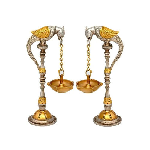 Golden Brass Peacock Lamp