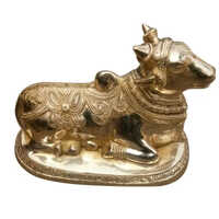 Solid Brass Nandi Statue - 4.6 Kg | Durable, Polished Finish, Religious Theme, Indian Style, Intricate Animal Iconography