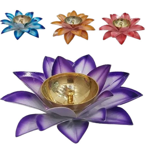 Golden Brass Pooja Diya With Color