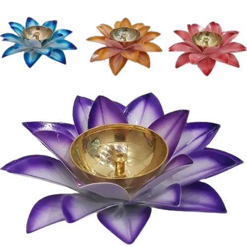 Brass Pooja Diya With Color