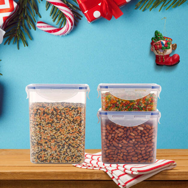 CLASSICS RECTANGULAR PLASTIC AIRTIGHT FOOD STORAGE CONTAINERS WITH LEAK PROOF LOCKING LID STORAGE CONTAINER SET OF 3 PC( APPROX CAPACITY