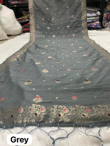 Grey Banarasi cotton dupatta