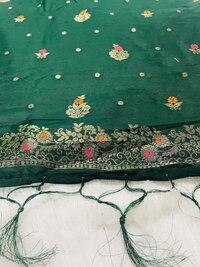 Green Banarasi cotton dupatta