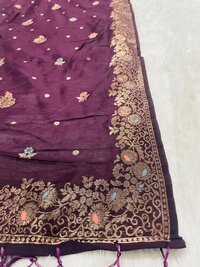 Purple  Banarasi cotton dupatta