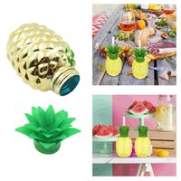 LASTIC PINEAPPLE CUPS WITH STRAW PINEAPPLE PARTY FAVORS SUMMER HAWAIIAN AND BEACH PARTY DECORATIONS FOR KIDS ADULTS WITH BROWN BOX(1 PC)