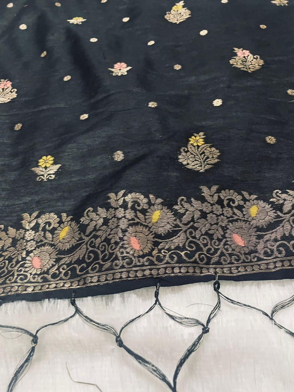 Black Banarasi Cotton Dupatta