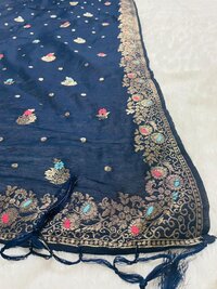 Navy Blue Banarasi cotton dupatta