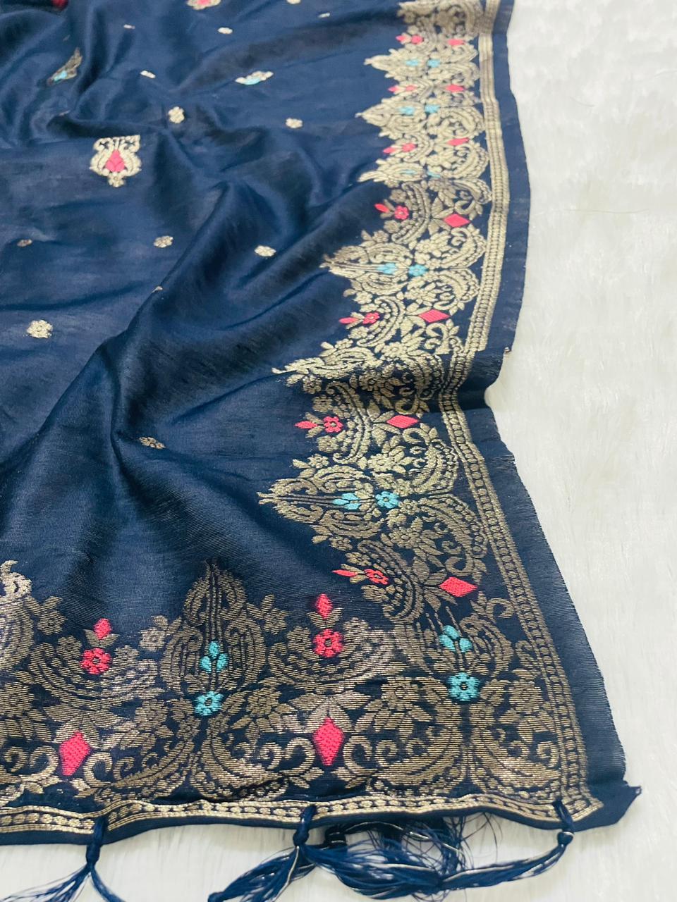 Navy Blue cotton dupatta